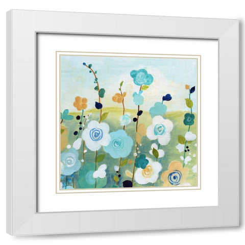 Matisse Flower Field II White Modern Wood Framed Art Print with Double Matting by Tava Studios