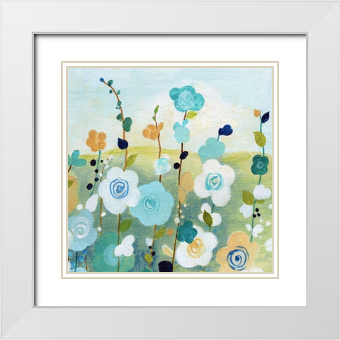 Matisse Flower Field II White Modern Wood Framed Art Print with Double Matting by Tava Studios