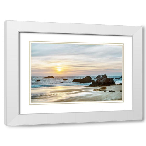 Twilight Bay White Modern Wood Framed Art Print with Double Matting by Delimont, Danita