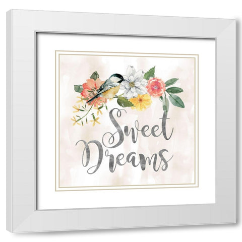 Sweet Dreams White Modern Wood Framed Art Print with Double Matting by Robinson, Carol