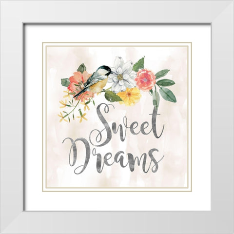 Sweet Dreams White Modern Wood Framed Art Print with Double Matting by Robinson, Carol