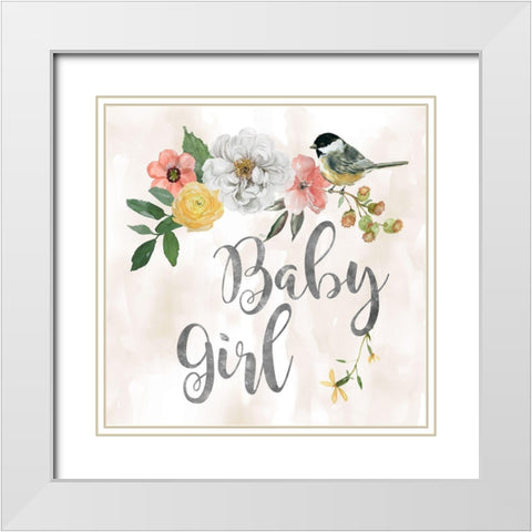 Baby Girl White Modern Wood Framed Art Print with Double Matting by Robinson, Carol