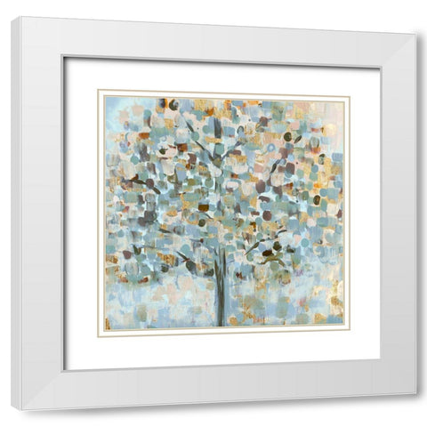 Mosaic Tree White Modern Wood Framed Art Print with Double Matting by Jill, Susan