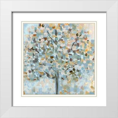 Mosaic Tree White Modern Wood Framed Art Print with Double Matting by Jill, Susan