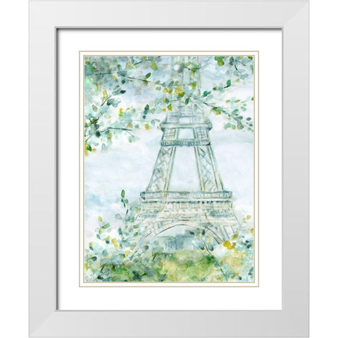 Paris Blooming White Modern Wood Framed Art Print with Double Matting by Robinson, Carol