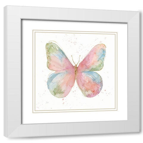 Butterfly Beauty I White Modern Wood Framed Art Print with Double Matting by Nan