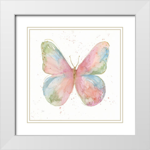 Butterfly Beauty I White Modern Wood Framed Art Print with Double Matting by Nan