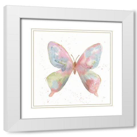 Butterfly Beauty II White Modern Wood Framed Art Print with Double Matting by Nan