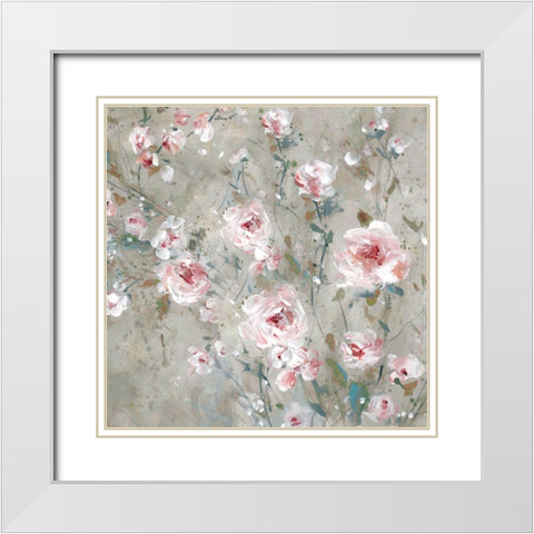 Delicate Pink Blossoms II White Modern Wood Framed Art Print with Double Matting by Robinson, Carol