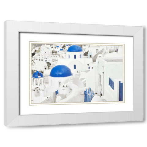 Santorini Revisit White Modern Wood Framed Art Print with Double Matting by Delimont, Danita