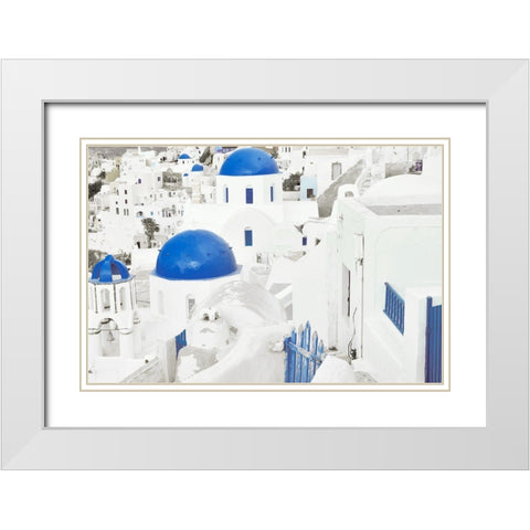 Santorini Revisit White Modern Wood Framed Art Print with Double Matting by Delimont, Danita