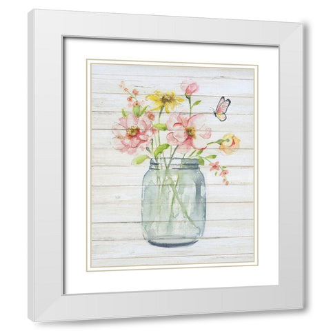 Soft Bouquet I White Modern Wood Framed Art Print with Double Matting by Nan