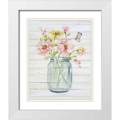 Soft Bouquet I White Modern Wood Framed Art Print with Double Matting by Nan