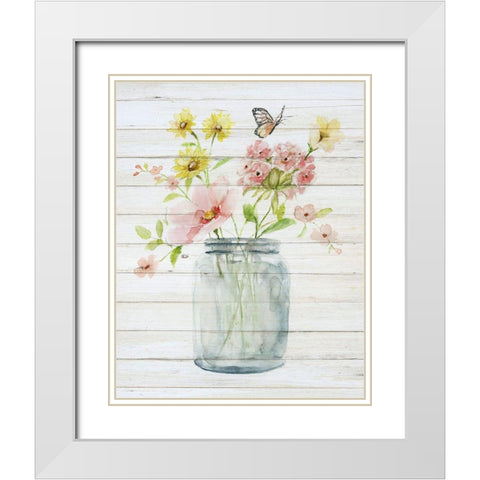 Soft Bouquet II White Modern Wood Framed Art Print with Double Matting by Nan