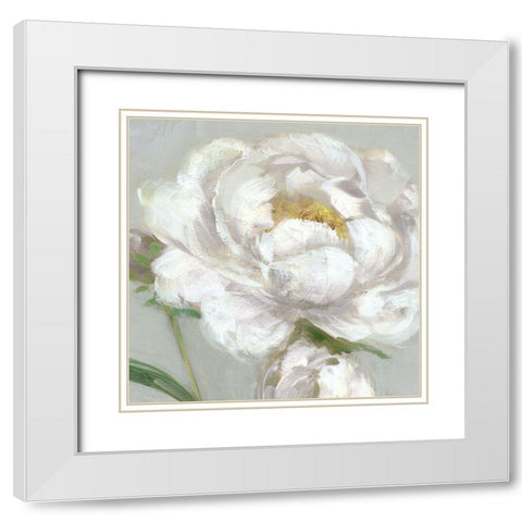 Peony Detail I White Modern Wood Framed Art Print with Double Matting by Swatland, Sally