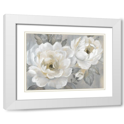 Perfect Peonies White Modern Wood Framed Art Print with Double Matting by Nan