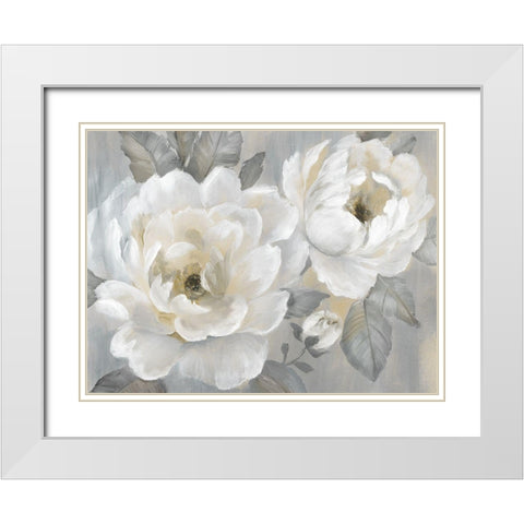 Perfect Peonies White Modern Wood Framed Art Print with Double Matting by Nan