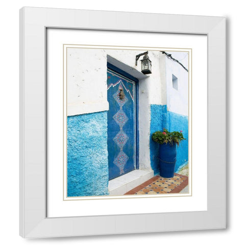 Morocco Door White Modern Wood Framed Art Print with Double Matting by Delimont, Danita