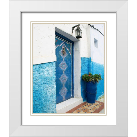 Morocco Door White Modern Wood Framed Art Print with Double Matting by Delimont, Danita