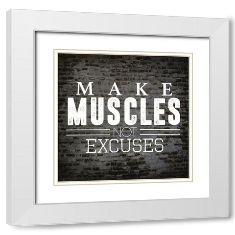 Make Muscles White Modern Wood Framed Art Print with Double Matting by CAD Designs