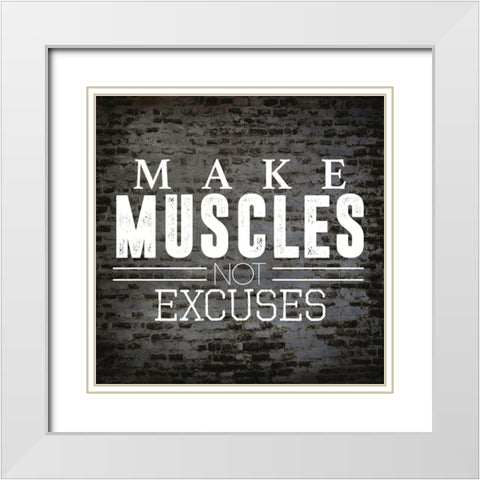 Make Muscles White Modern Wood Framed Art Print with Double Matting by CAD Designs