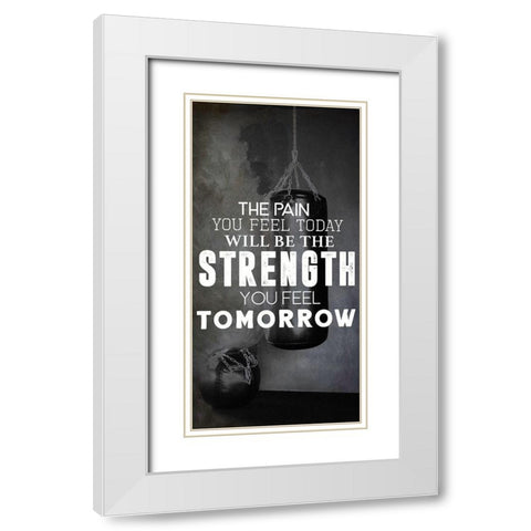 Strength White Modern Wood Framed Art Print with Double Matting by CAD Designs