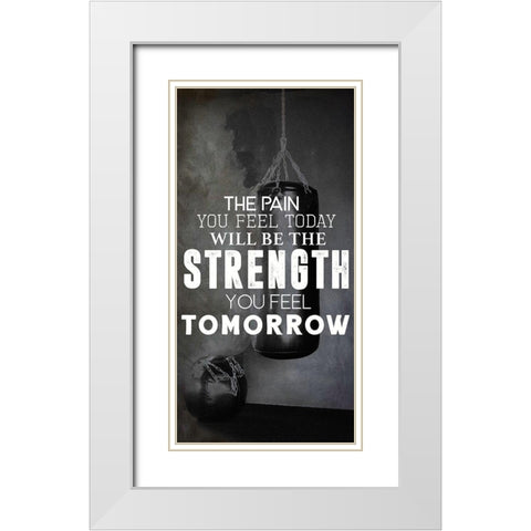 Strength White Modern Wood Framed Art Print with Double Matting by CAD Designs