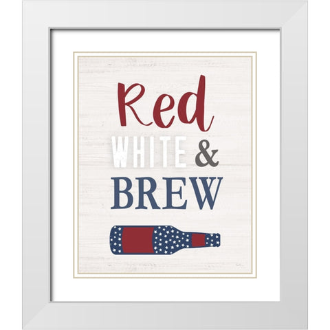 Red White and Brew White Modern Wood Framed Art Print with Double Matting by Carpentieri, Natalie