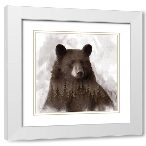 Forest Bear White Modern Wood Framed Art Print with Double Matting by Robinson, Carol