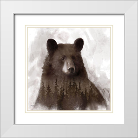 Forest Bear White Modern Wood Framed Art Print with Double Matting by Robinson, Carol