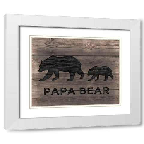 Papa Bear White Modern Wood Framed Art Print with Double Matting by CAD Designs