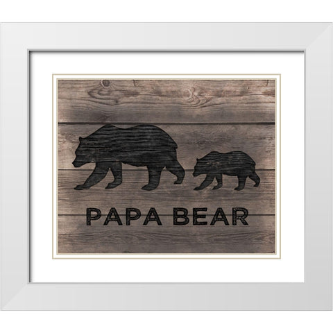 Papa Bear White Modern Wood Framed Art Print with Double Matting by CAD Designs