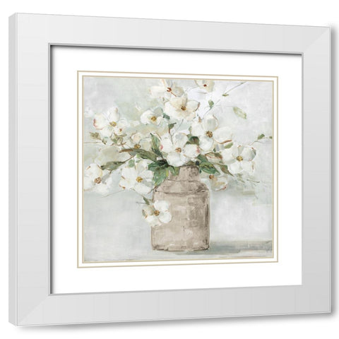Spring Cottage Blooms I White Modern Wood Framed Art Print with Double Matting by Swatland, Sally