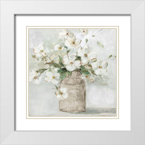 Spring Cottage Blooms I White Modern Wood Framed Art Print with Double Matting by Swatland, Sally