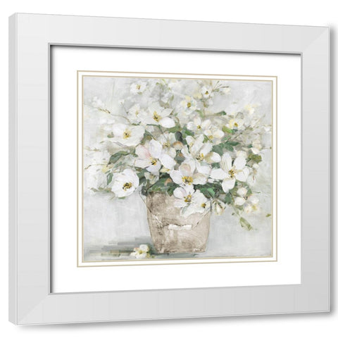 Spring Cottage Blooms II White Modern Wood Framed Art Print with Double Matting by Swatland, Sally