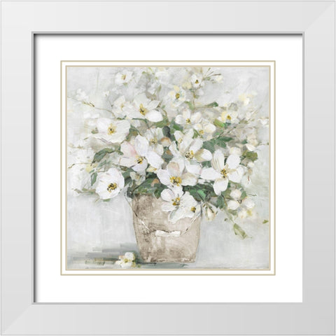 Spring Cottage Blooms II White Modern Wood Framed Art Print with Double Matting by Swatland, Sally