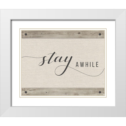 Stay Awhile White Modern Wood Framed Art Print with Double Matting by Murray, Amanda