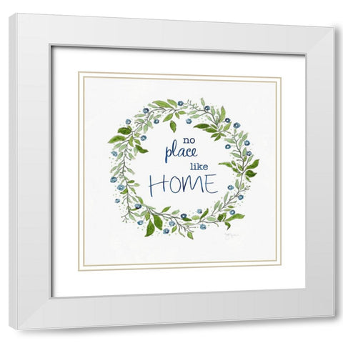 No Place Like Home White Modern Wood Framed Art Print with Double Matting by Tava Studios