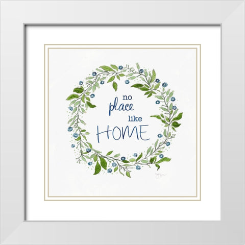 No Place Like Home White Modern Wood Framed Art Print with Double Matting by Tava Studios