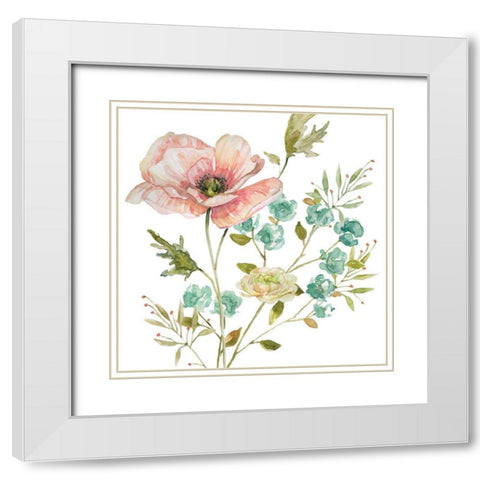 Dainty Peaches and Cream I White Modern Wood Framed Art Print with Double Matting by Finn, Livi