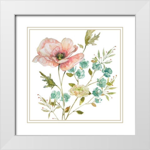 Dainty Peaches and Cream I White Modern Wood Framed Art Print with Double Matting by Finn, Livi