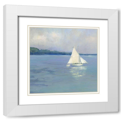 Distant Sail I White Modern Wood Framed Art Print with Double Matting by Swatland, Sally