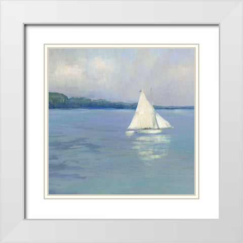 Distant Sail I White Modern Wood Framed Art Print with Double Matting by Swatland, Sally