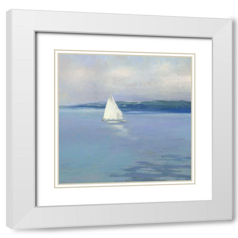 Distant Sail II White Modern Wood Framed Art Print with Double Matting by Swatland, Sally