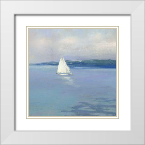 Distant Sail II White Modern Wood Framed Art Print with Double Matting by Swatland, Sally