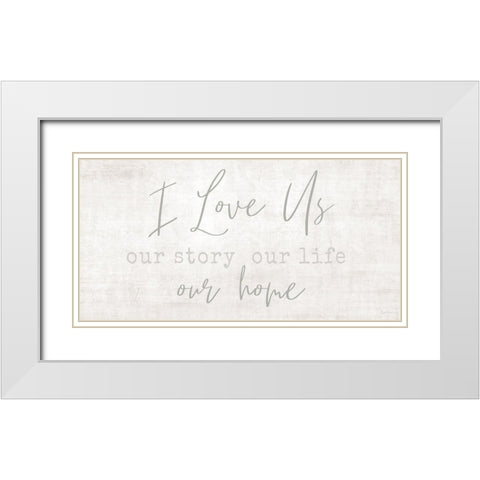 Love Us White Modern Wood Framed Art Print with Double Matting by Carpentieri, Natalie