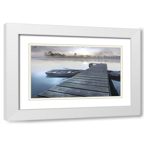 Misty White Modern Wood Framed Art Print with Double Matting by Calascibetta, Mike