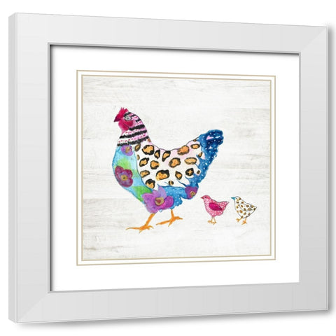 Funky Chicken White Modern Wood Framed Art Print with Double Matting by Tava Studios