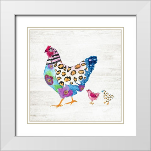 Funky Chicken White Modern Wood Framed Art Print with Double Matting by Tava Studios