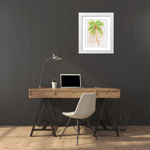 Coconut Palm I White Modern Wood Framed Art Print with Double Matting by Swatland, Sally